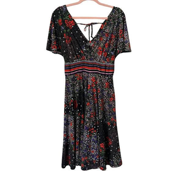 Anthropologie Dresses & Skirts - Anthropologie Girls From Savoy Dress Womens Small Black Mini Floral Boho Retro